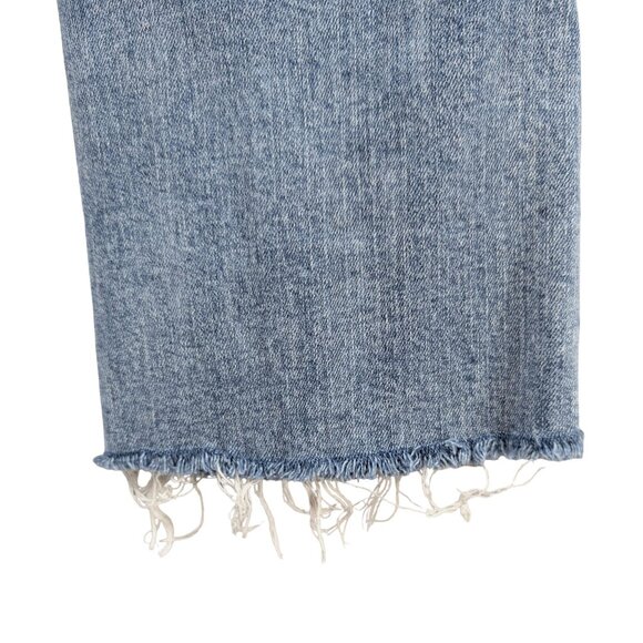 Daze Shy Girl Crop Flare Jeans Womens Light Blue Ripped Distressed Fringe Sz 28 - Picture 10 of 10